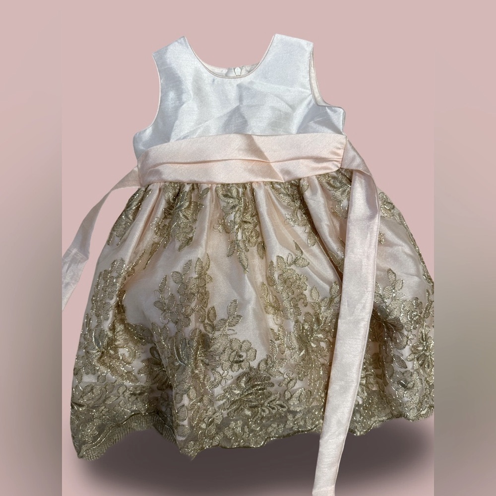 Jane Copeland Girl’s Dress Pink and Gold and Cream 3T